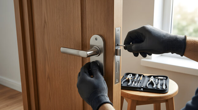 Locksmith Repairing Door Lock Mechanism, Residential Door Lock Repair, Door Lock Service, Lock Repair, Locksmith Tools, Door Hardware, Lock Maintenance