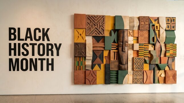 Decorative Wooden Abstract Mosaic Art Installation Display for Black History Month Exhibition