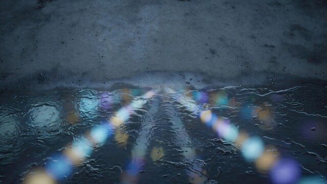 Ethereal Rainbow Light Reflection Pattern on Dark Surface