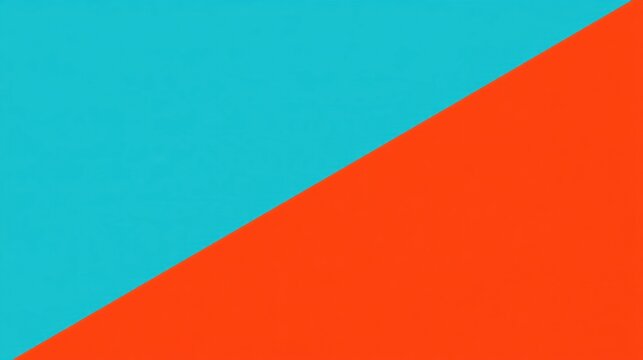 Teal and Orange Diagonal Split Color Block Background