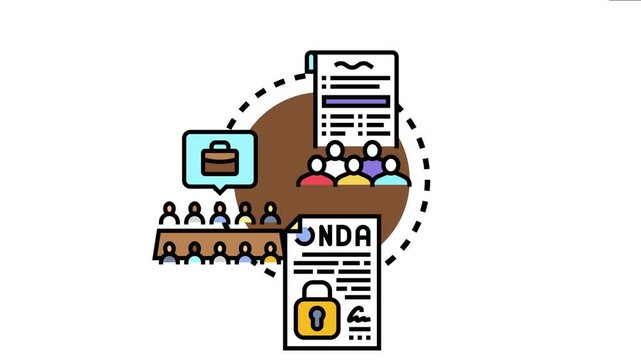 Legal conformity concept people participating in a meeting, reviewing legal documents, and securing confidential agreements with non disclosure clauses
