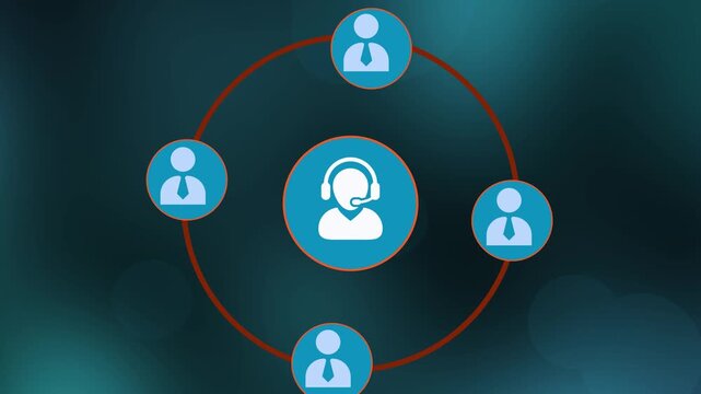 Customer support headset icon for helpdesk service, business assistance, communication and client care.