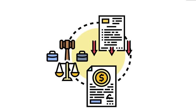 Legal contract dispute resolution process conceptualizing business disagreements, litigation, court decisions, and financial claims between parties requiring legal services