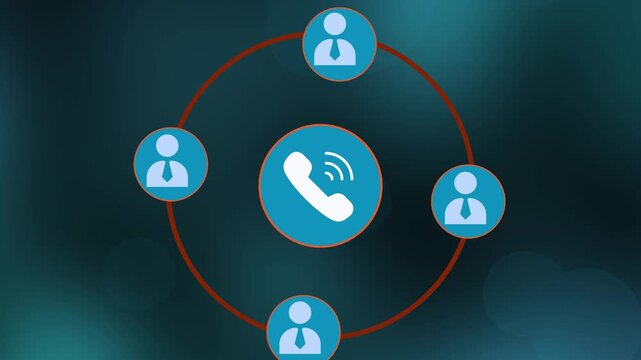 Telephone communication network icon for digital calling and remote business connectivity.