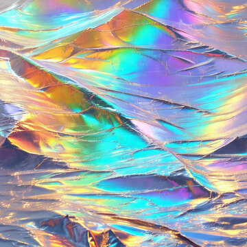 Holographic Iridescent Foil Texture with Metallic Waves