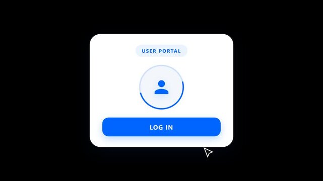 User portal login interface animation with loading progress