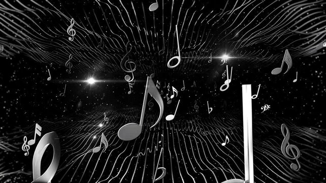 Silver Musical Waves Background