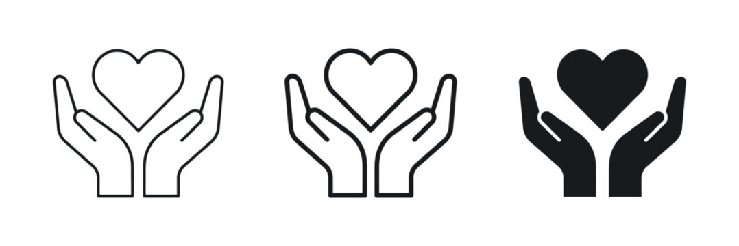 Hands cupping a heart shape are shown as a line art pictogram