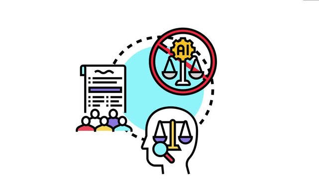 Diagram the concept of legal fairness, preventing artificial intelligence bias in judicial decisions, and promoting equitable treatment for all people in legal processes