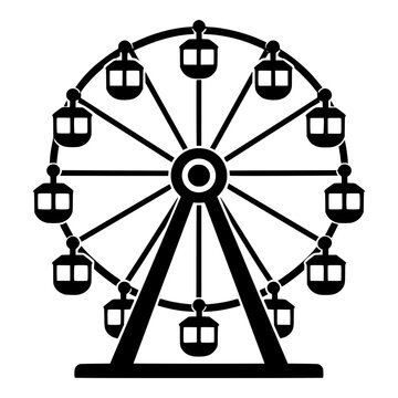 Ferris Wheel with Passenger Cabins, Black Amusement Park Silhouette