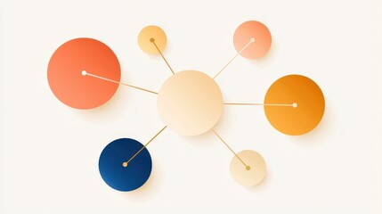 Fototapeta na wymiar Abstract mind map infographic with central empty node and colorful connected circles