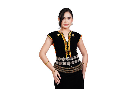 Young Sabahan Woman Posing in Traditional Kadazan Dusun Dress