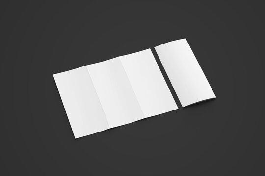 Blank white Trifold brochure Mockup isolated on black background
