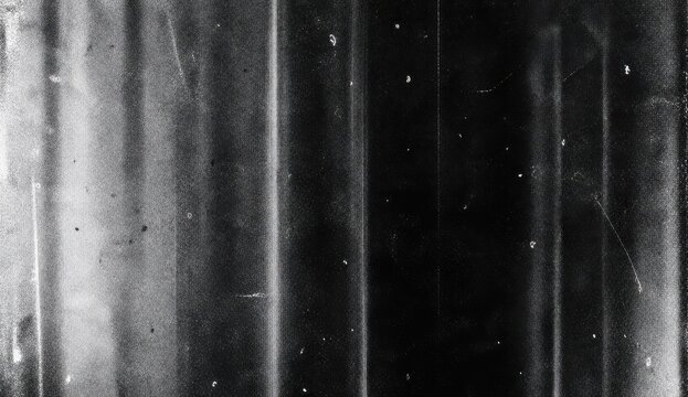 Black and white grunge texture with vertical scratches and film grain overlay effect.