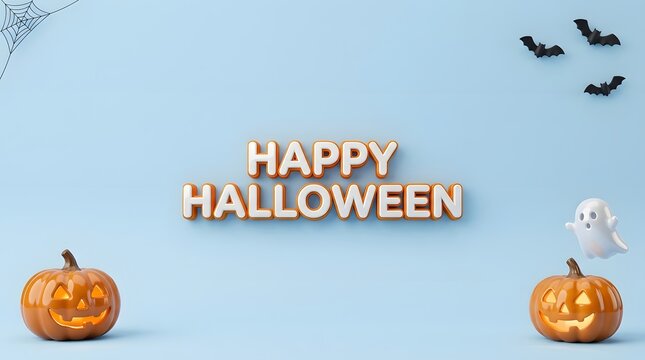 Celebrating the spooky season a delightful halloween scene with pumpkins bats and a ghostly ambiance for all ages