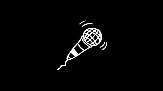 Mic doodle icon animation. Microphone music instrument 4k 