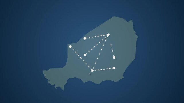 Niger Map with Connected Straight Lines Representing Signal Transmission