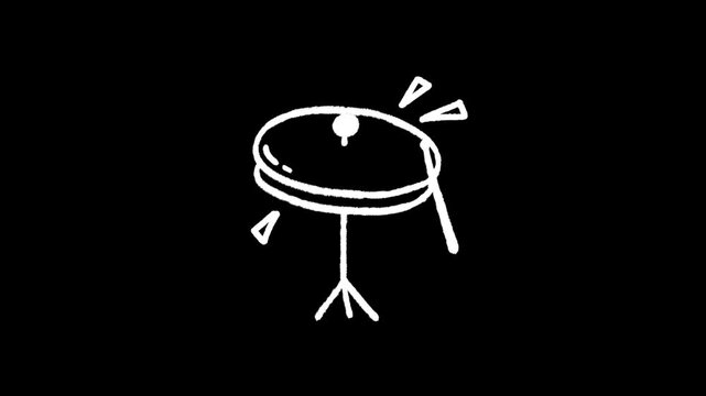 Music instrument doodle line icon animated video 4k loop