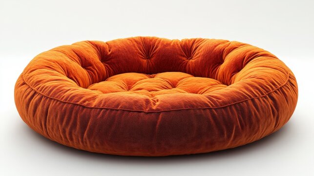 Round Orange Dog Bed