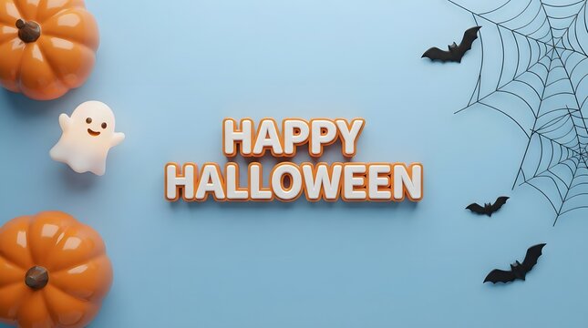 Celebrate the spooky season with delightful pumpkins adorable ghosts and playful bats wishing everyone a happy halloween