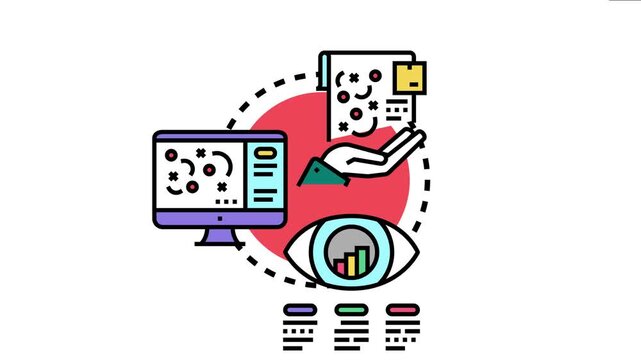 Information leverage icon conceptualizing business strategy, data analysis, and strategic planning through computer monitoring, data management, and insightful decision making