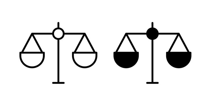 justice scale icon flat outline in black