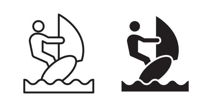 Windsurf icon flat outline in black