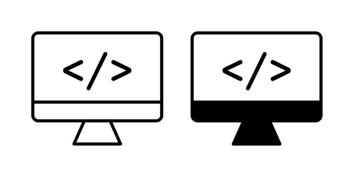 Web development icon flat outline in black