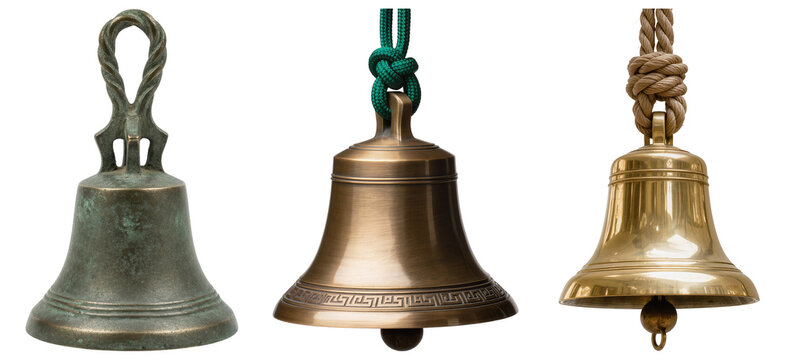 Three different bells isolated on transparent background