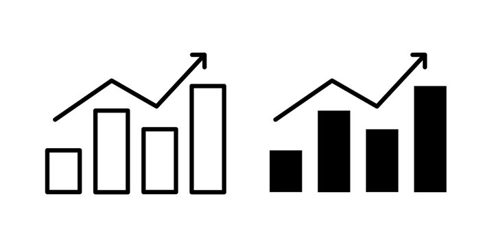 Upward Trending Graph Icon flat outline in black