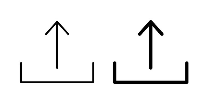 Upload icon flat outline in black