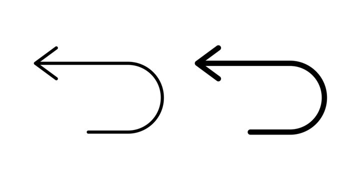 Undo icon flat outline in black