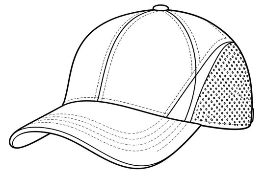 Sporty Athletic Cap Line Art Vector Illustration