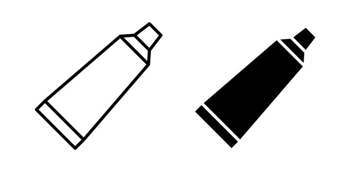 Toothpaste tube icon flat outline in black