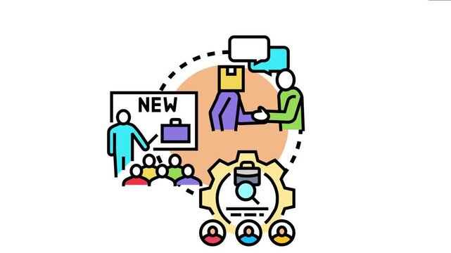 Abstract showing effective business liaison strategies. Including developing enterprise partnerships. Conducting training presentations for new ideas