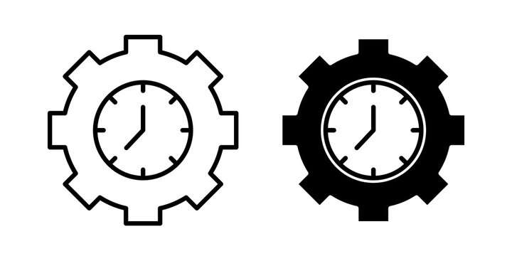 Time management icon flat outline in black