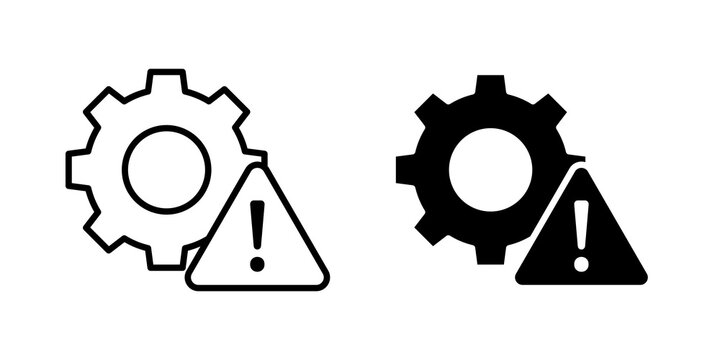 Technical warning icon flat outline in black