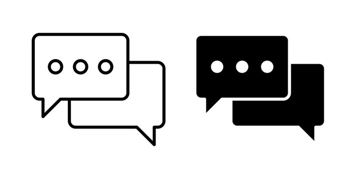 Talk bubble speech icon flat outline in black