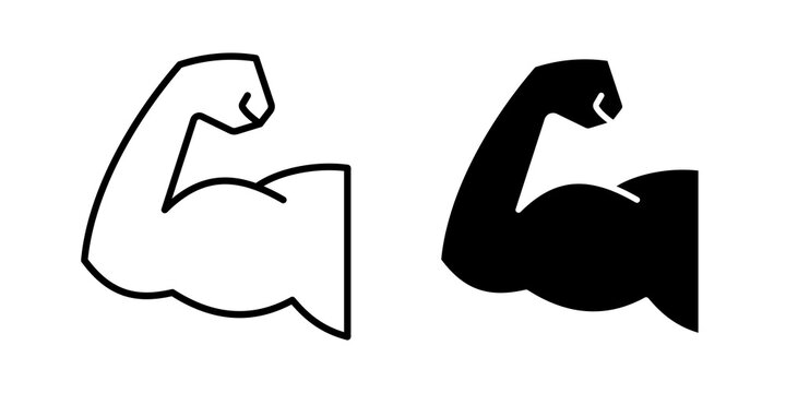Strong arm icon flat outline in black