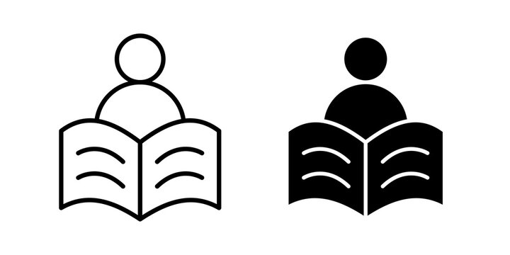 Study icon flat outline in black