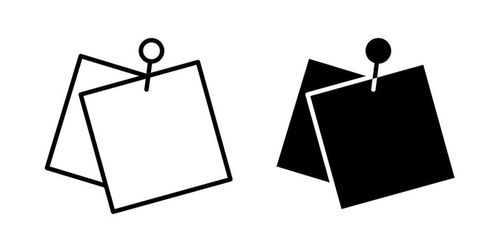 Sticky notes icon flat outline in black