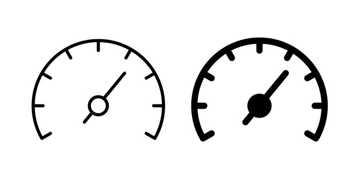 Speedometer icon flat outline in black