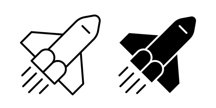 Space shuttle icon flat outline in black