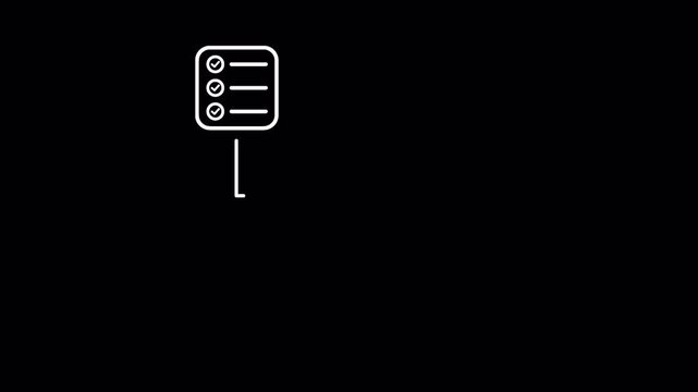 Checklist to Completion Business Workflow White Line Icon Animation