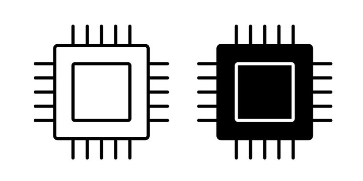Semiconductor icon flat outline in black