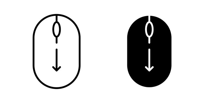 Scroll down computer mouse icon flat outline in black