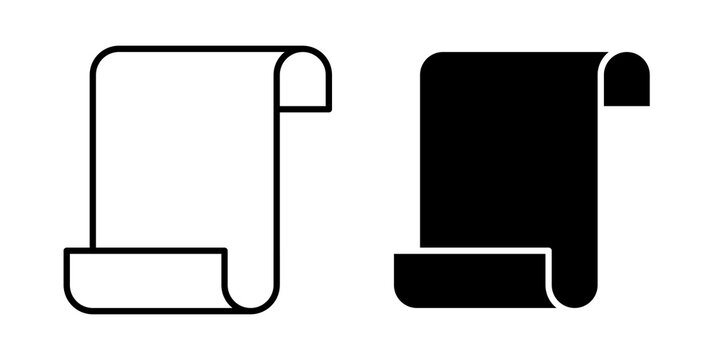 Scroll icon flat outline in black