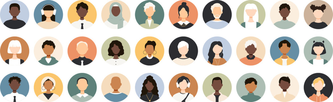 Icons of different people. Modern design.