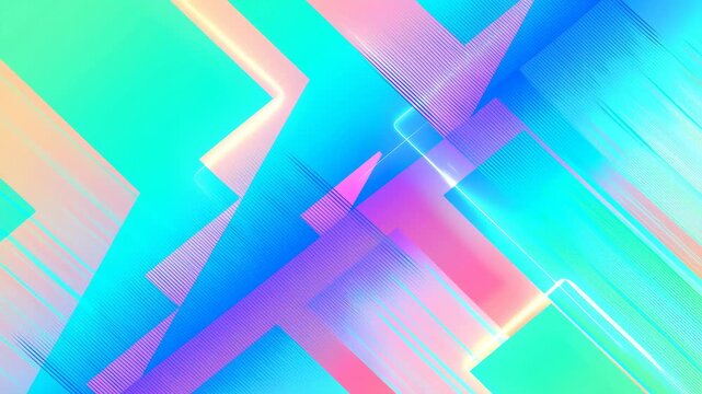 Colorful geometric layers shift diagonally through a glowing abstract digital space. Title sequence, website hero section, and event screen design.