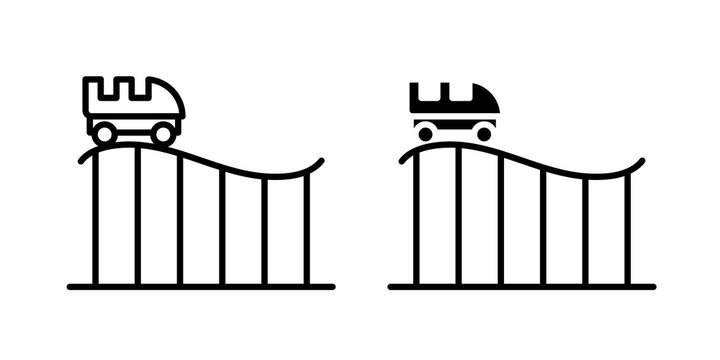 Roller coaster icon flat outline in black